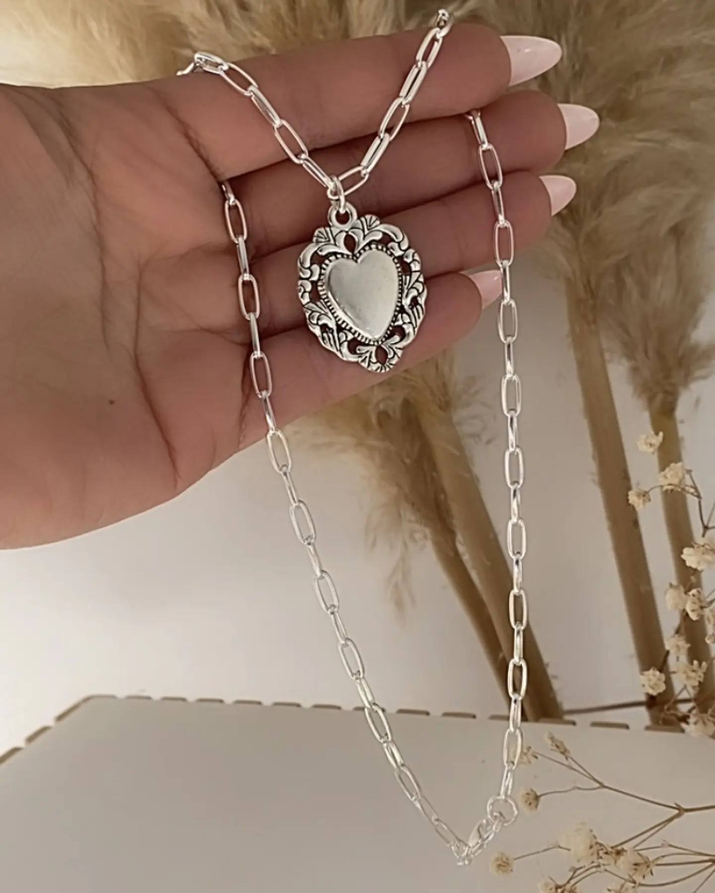 Collar Corazón Mexicano Solitario Silver 4