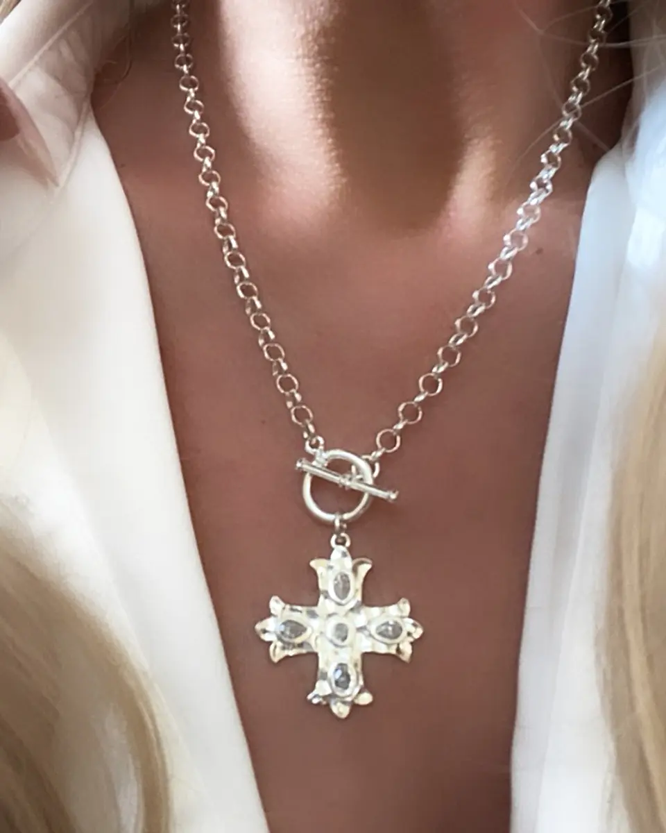 Collar Cruz Florenzada  con Cristales Silver 1