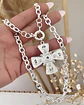 Collar Maxi Cruz Cristales Perlas Silver - Miniatura 3