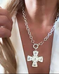 Collar Maxi Cruz Cristales Perlas Silver - Miniatura 1