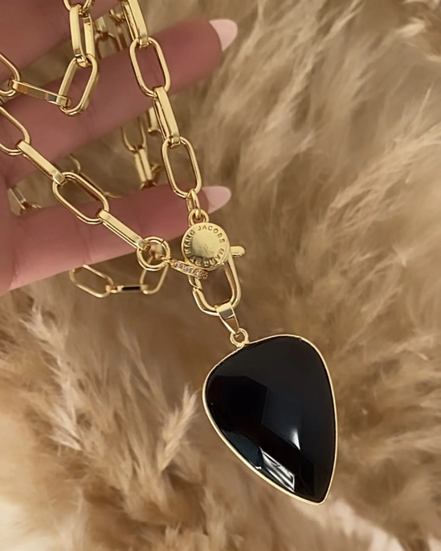 Collar XL Gota Onyx Facetado gold  1
