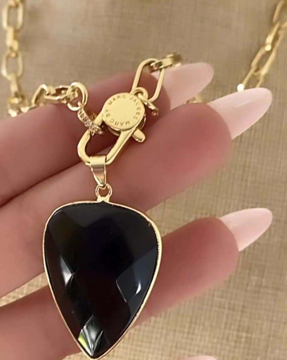 Collar XL Gota Onyx Facetado gold  2