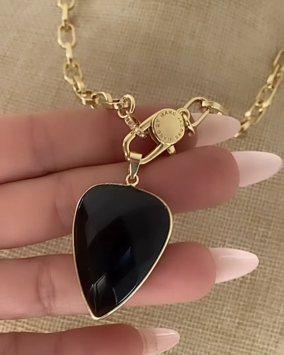 Collar XL Gota Onyx Facetado gold  5