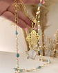 Collar XL Estrella Cuarzo Piedras Perlas gold - Miniatura 2