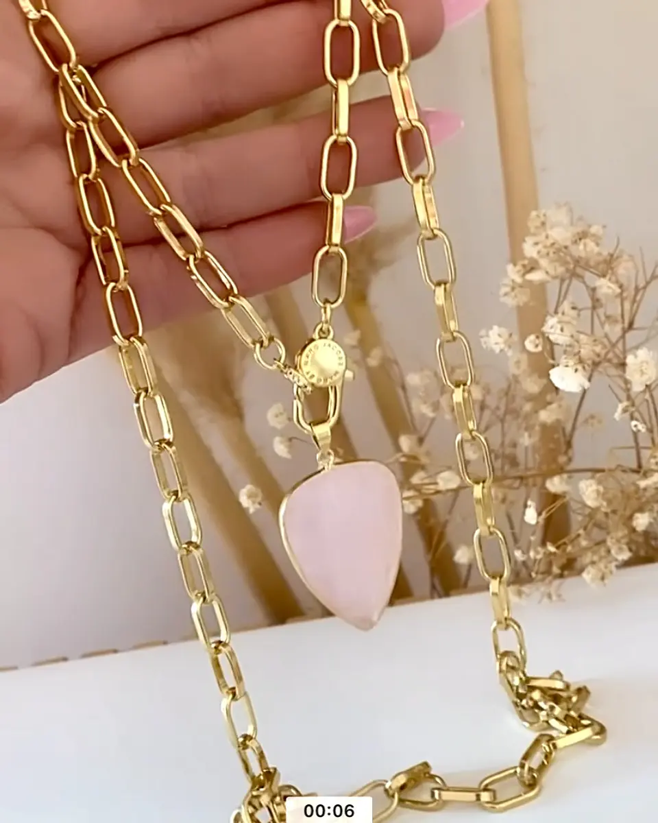 Collar XL Cuarzo Rosa Gold  3