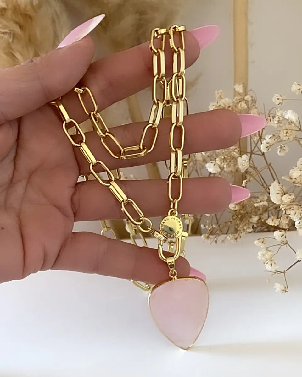 Collar XL Cuarzo Rosa Gold  1