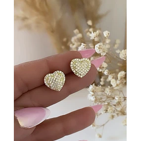 Aros Corazones Circones Gold