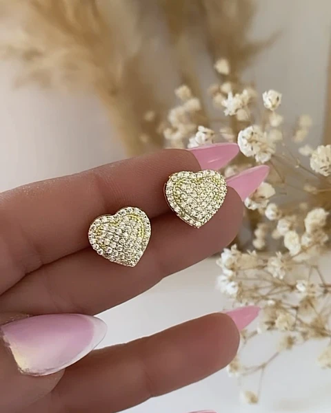 Aros Corazones Circones Gold
