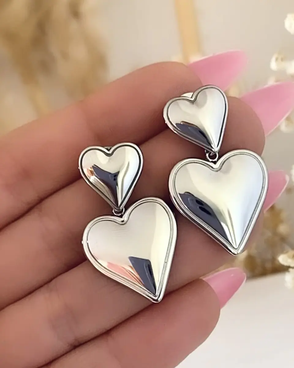 Aros María Corazón Doble Silver 2