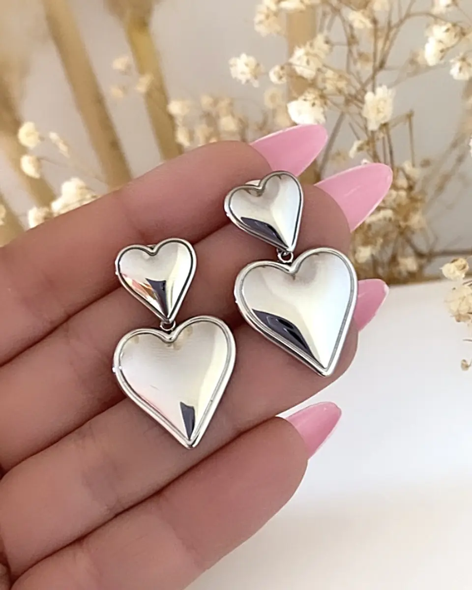 Aros María Corazón Doble Silver 1
