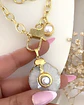 Collar XL Dije Cuarzo Perla con maxi eslabones Gold - Miniatura 4