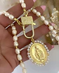 Collar Medallón Virgen Perlas y balines gold  - Miniatura 3