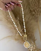 Collar Medallón Virgen Perlas y balines gold  - Miniatura 4