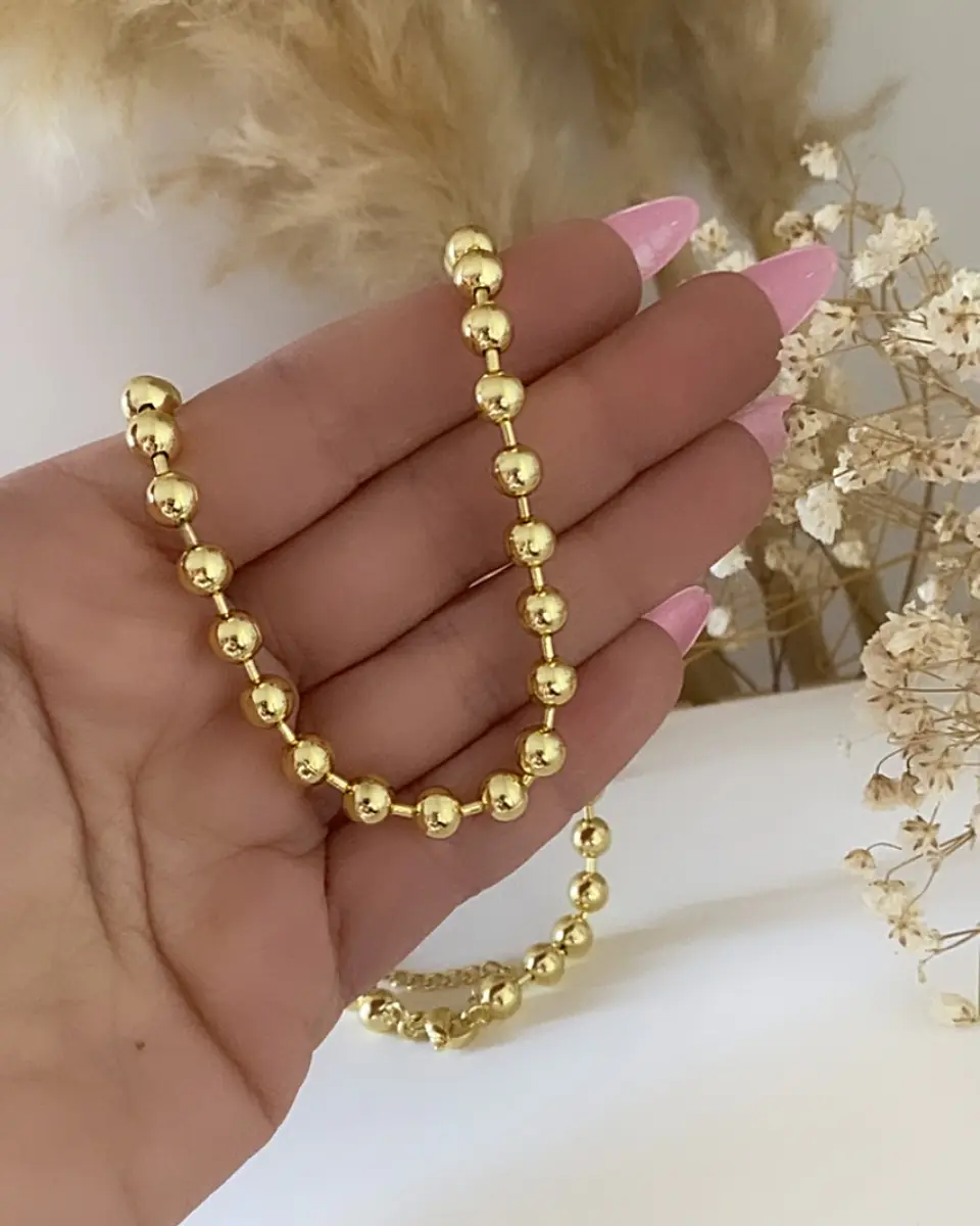 Collar Balines baño oro 18 k  2