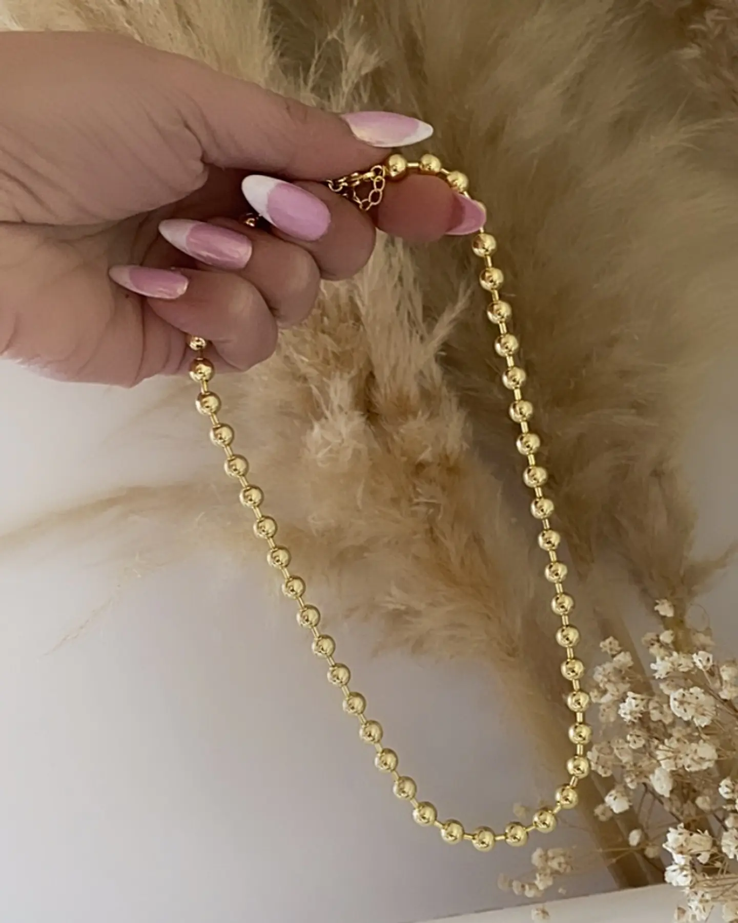 Collar Balines baño oro 18 k  3