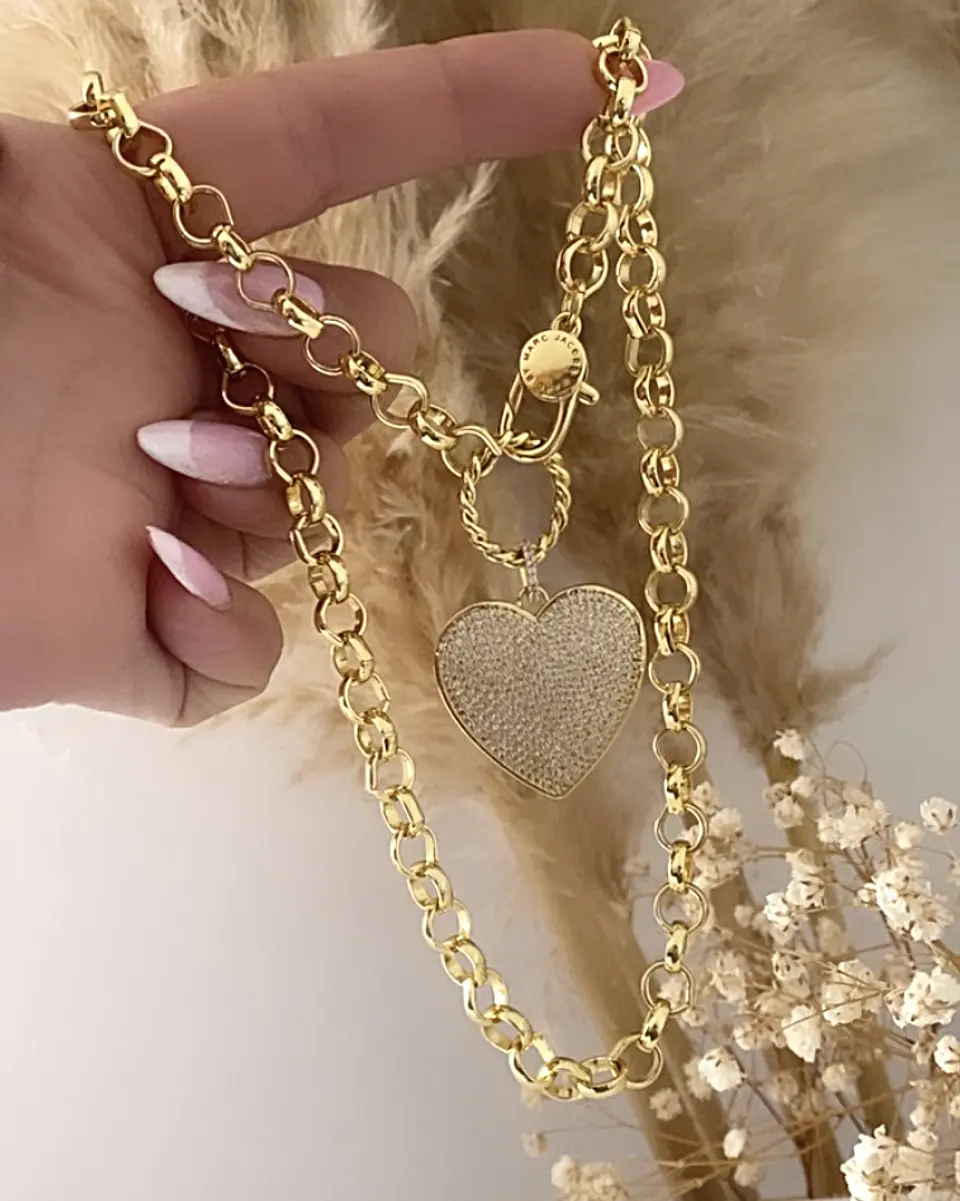 Collar Corazón Circones maxi eslabones rolo gold 4