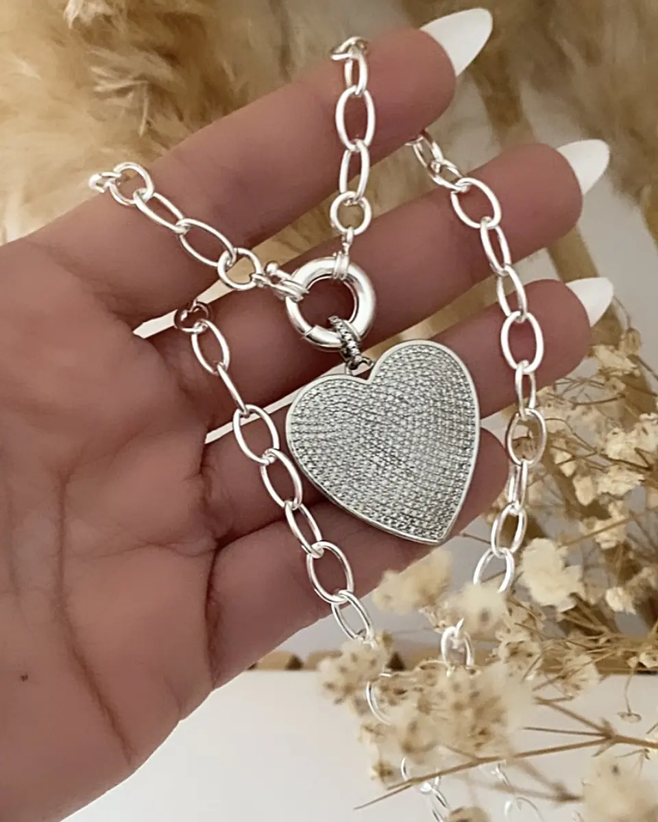 Collar Corazón Circones maxi eslabones Silver 4
