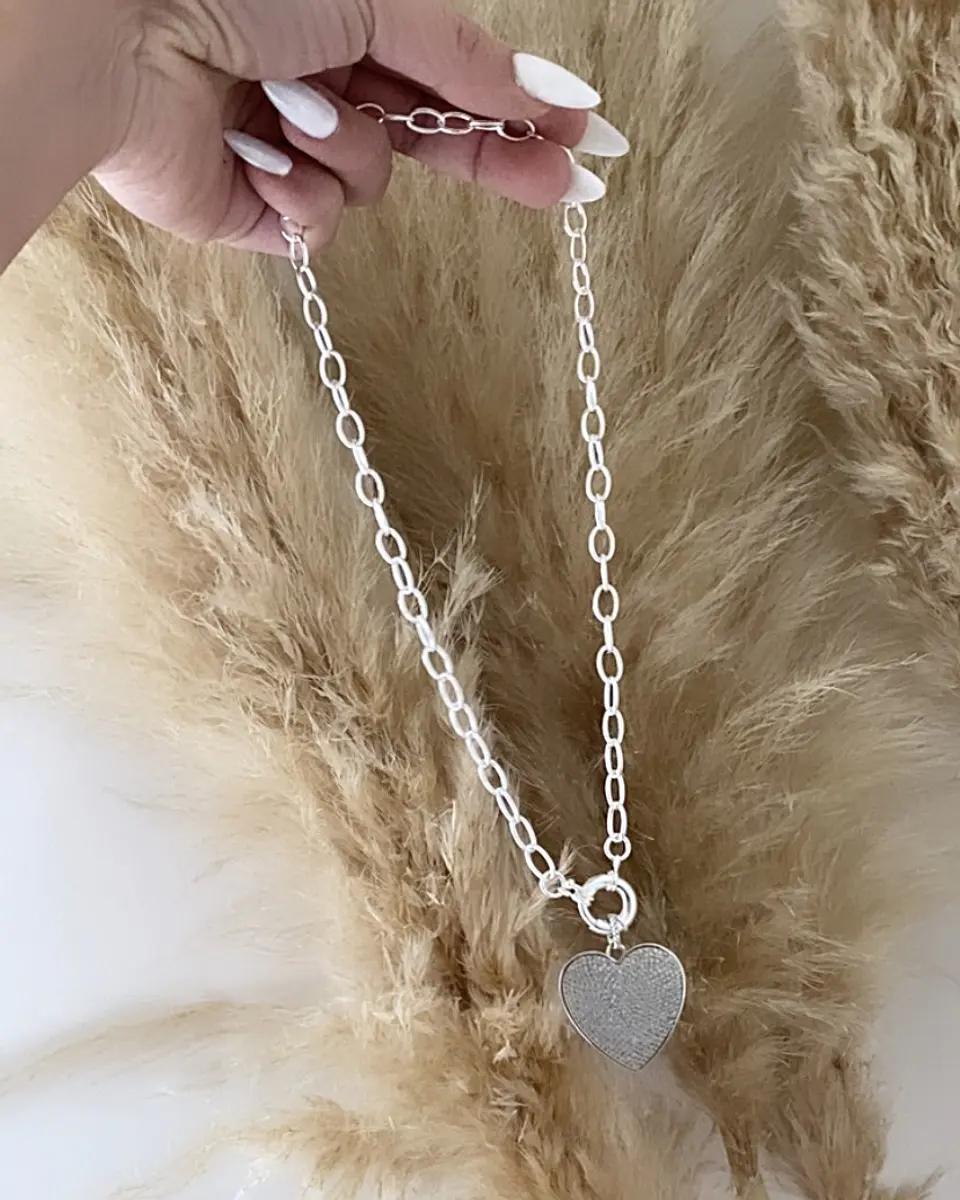 Collar Corazón Circones maxi eslabones Silver 6