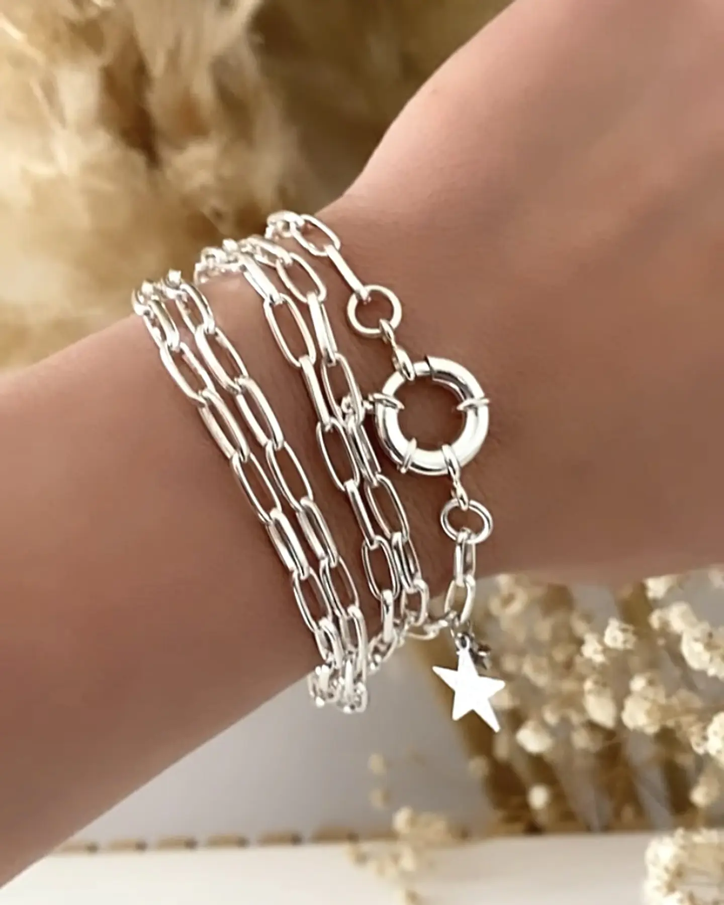 Collar XL Maxi Estrella Calada punto luz Silver 3