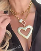 Collar XL Maxi Corazón Silueta Broche Candado Circones   - Miniatura 1