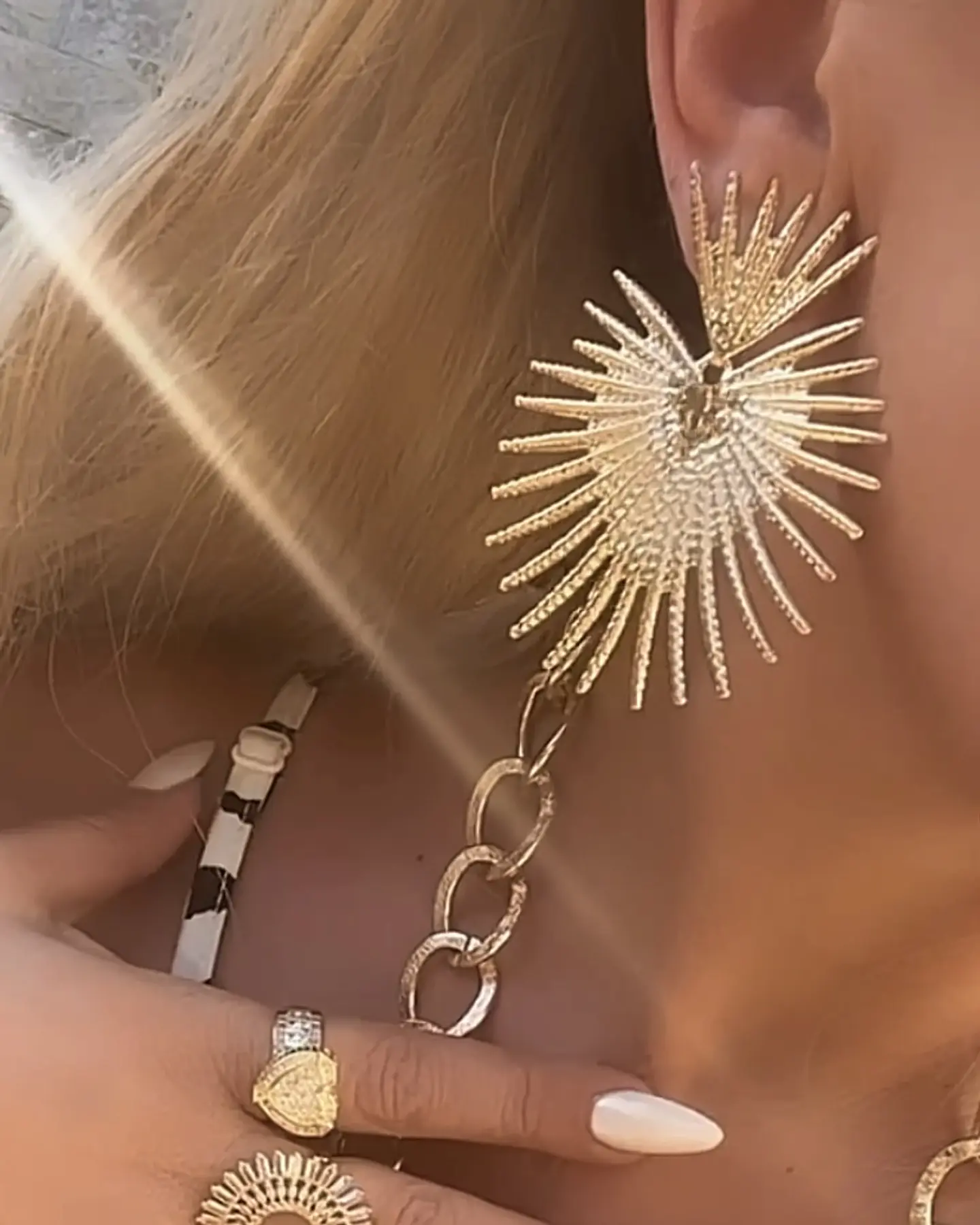 Aros Maxi Corazon Rayos Gold 6