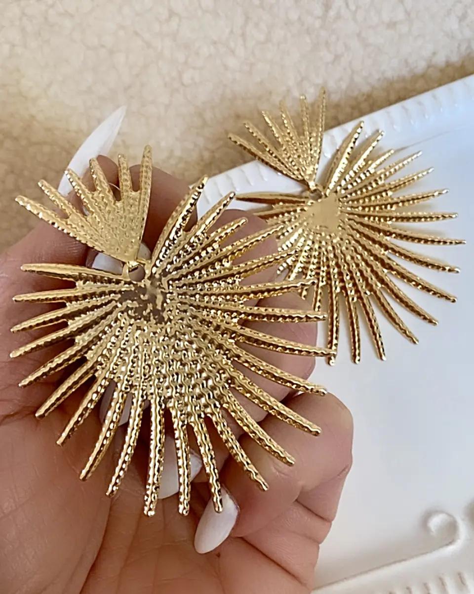 Aros Maxi Corazon Rayos Gold 5