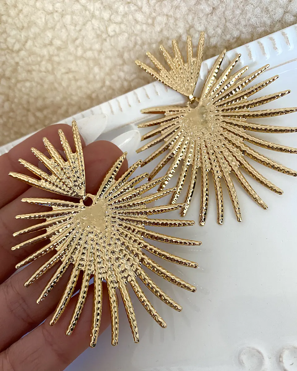 Aros Maxi Corazon Rayos Gold 3