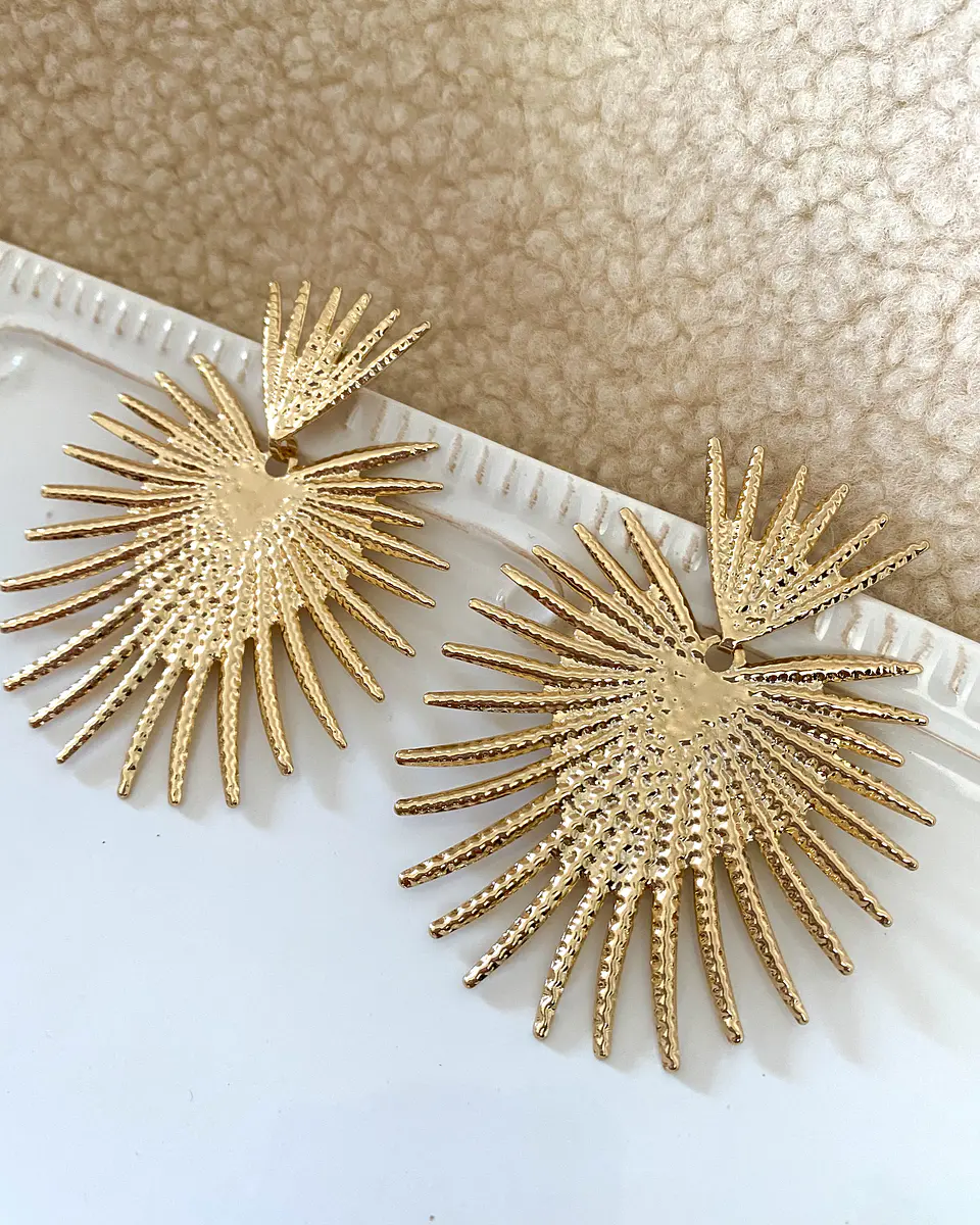 Aros Maxi Corazon Rayos Gold 7