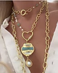 Collar XL Turquesa Perla Conector corazón cadena mixta - Miniatura 1