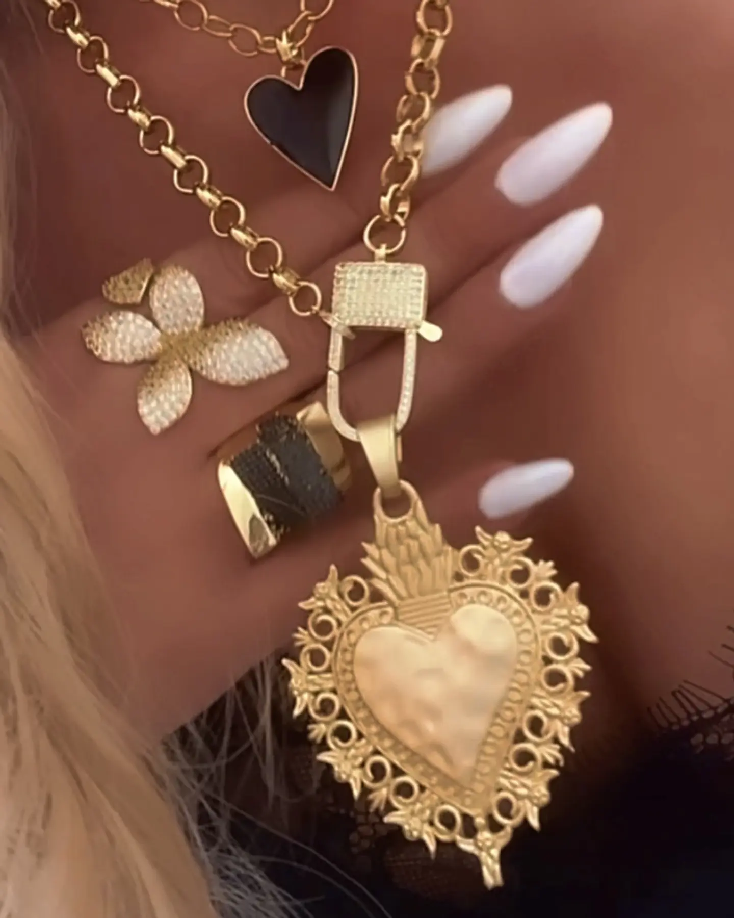 Collar XL Maxi Corazón Barroco Broche Candado 3