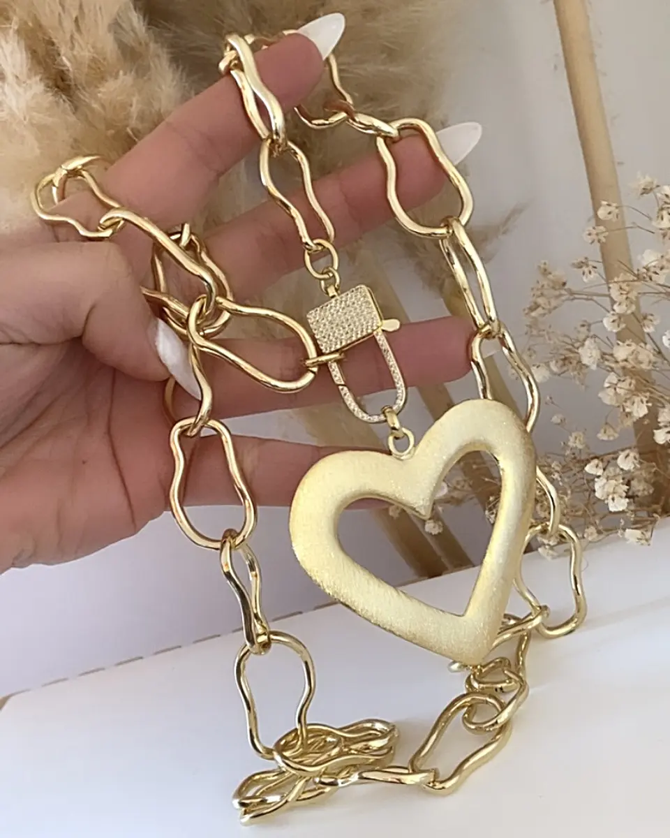 Collar XL maxi eslabones Maxi ﻿Corazón Enchapado 4