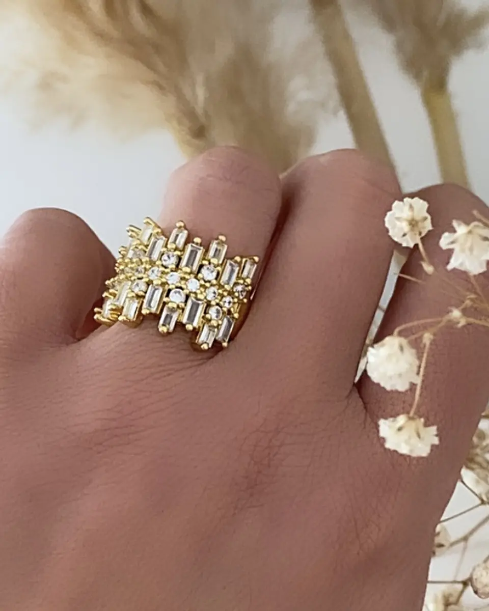 Anillo Sorento Circones rectangulares Gold 1
