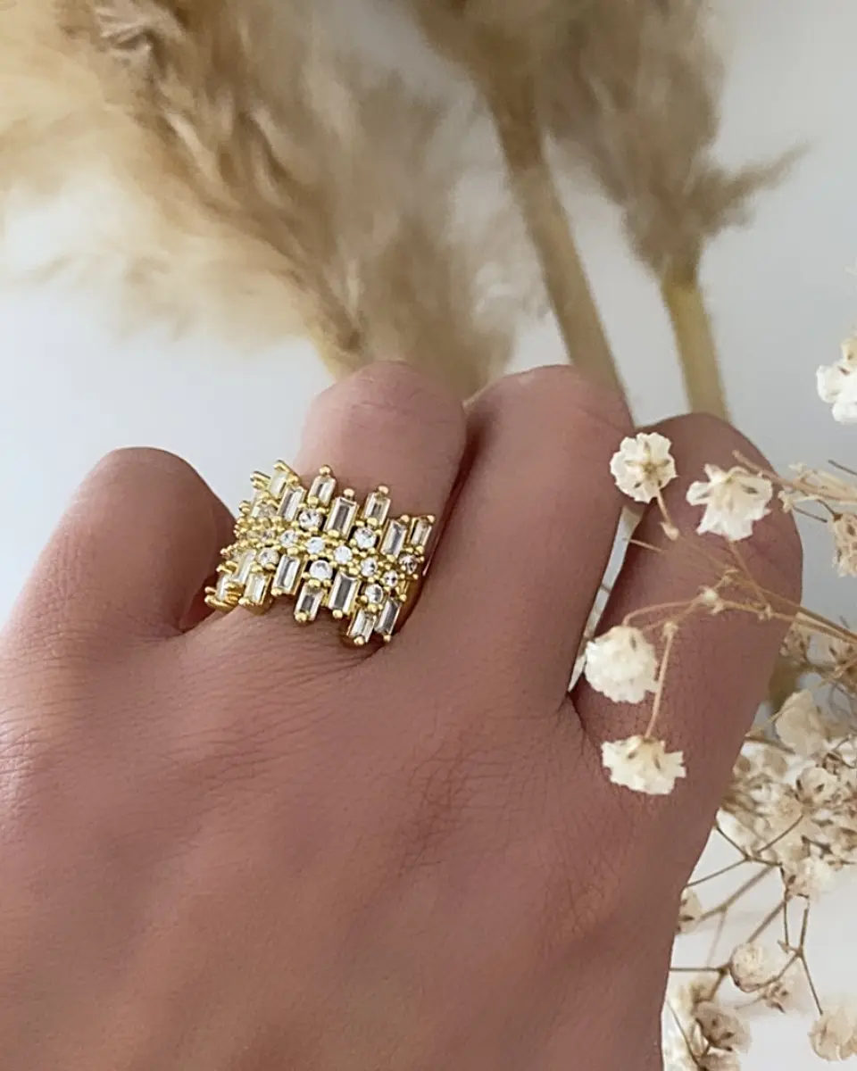 Anillo Sorento Circones rectangulares Gold 5