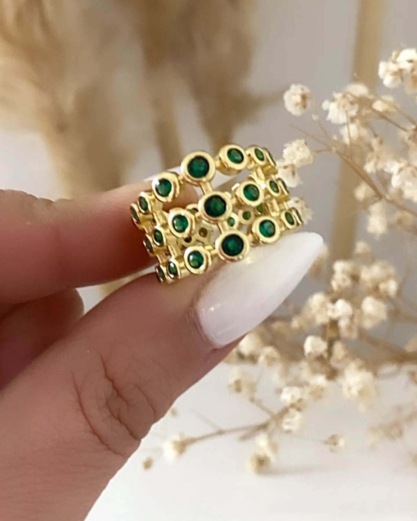 Anillo Napoli Circones Verdes Gold 2