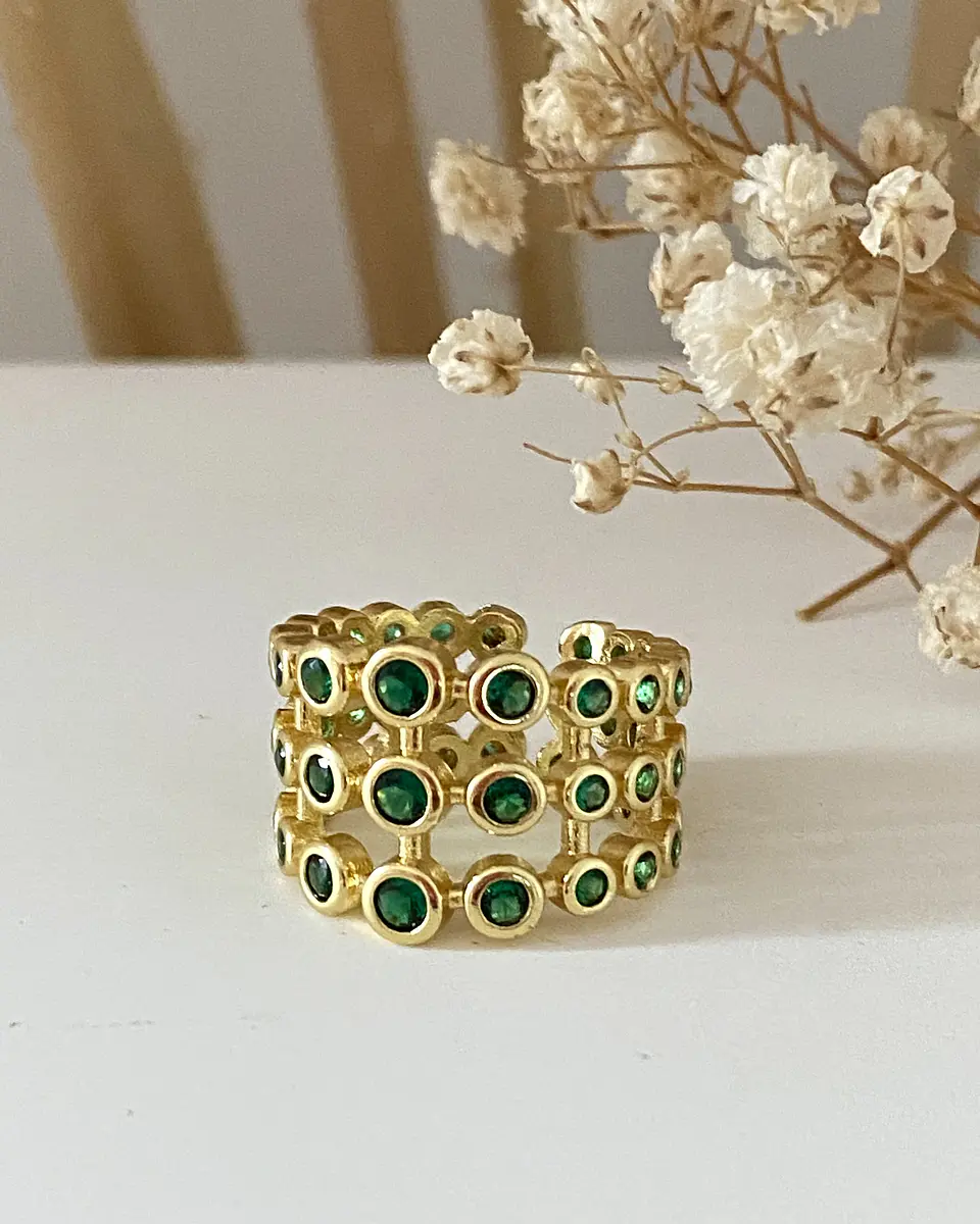 Anillo Napoli Circones Verdes Gold 3