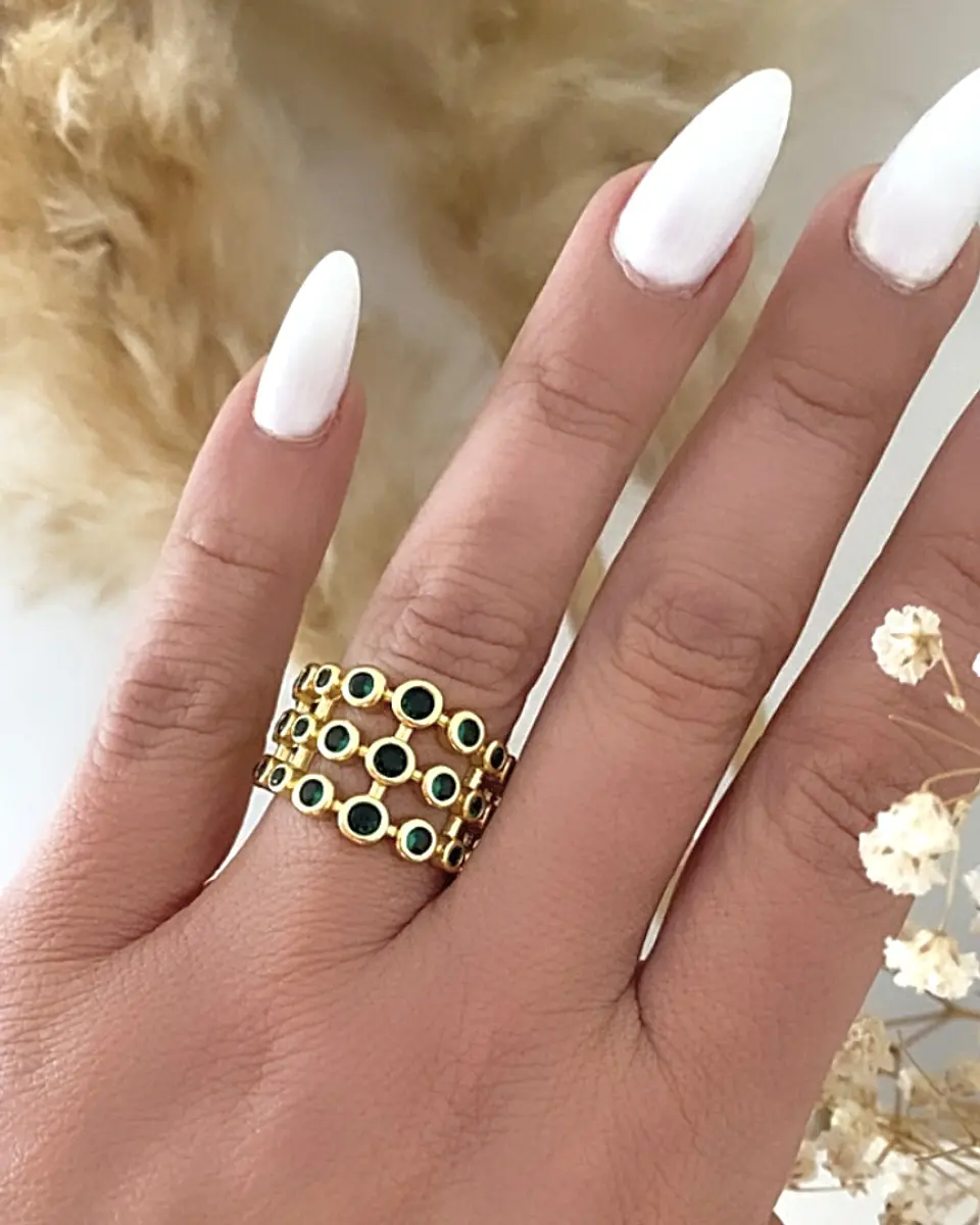 Anillo Napoli Circones Verdes Gold 4