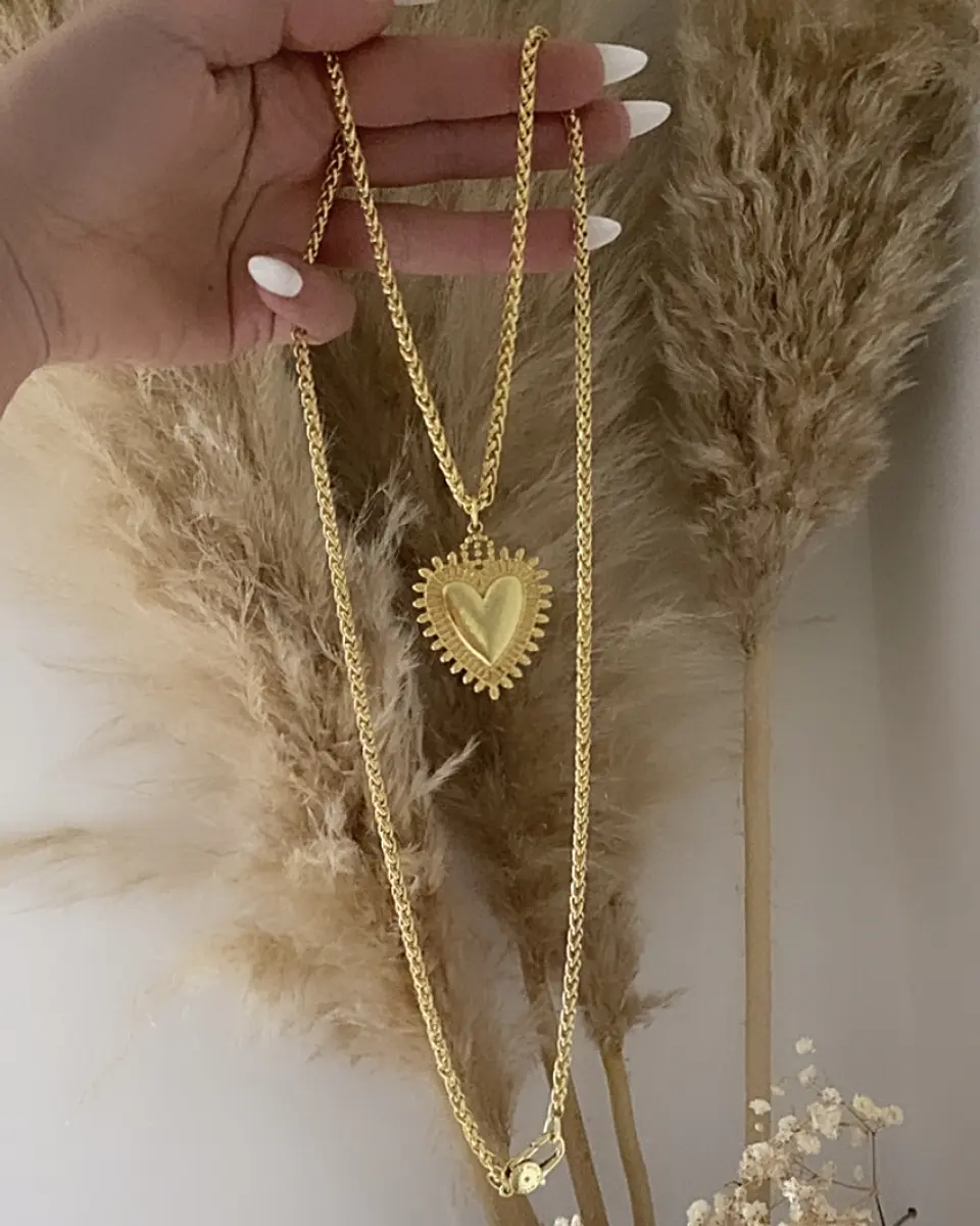 Collar XL Corazon Sagrado Cadena Espigada  4