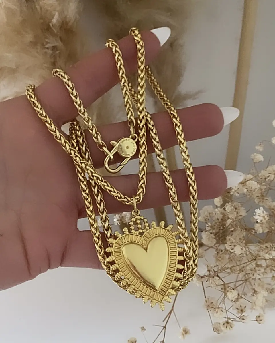 Collar XL Corazon Sagrado Cadena Espigada  3