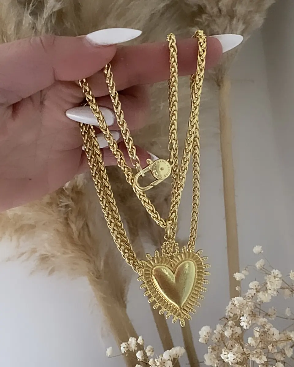 Collar XL Corazon Sagrado Cadena Espigada  5