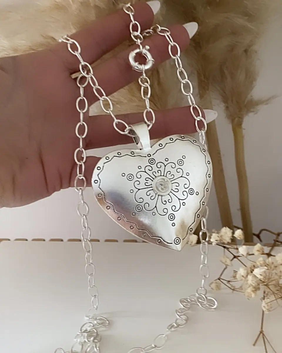 Collar XL Maxi Corazon Silver Mandala  4