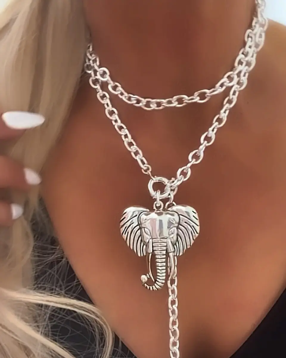 Collar XL Maxi Elefante Tibetano Silver  3