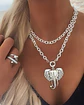 Collar XL Maxi Elefante Tibetano Silver  - Miniatura 1