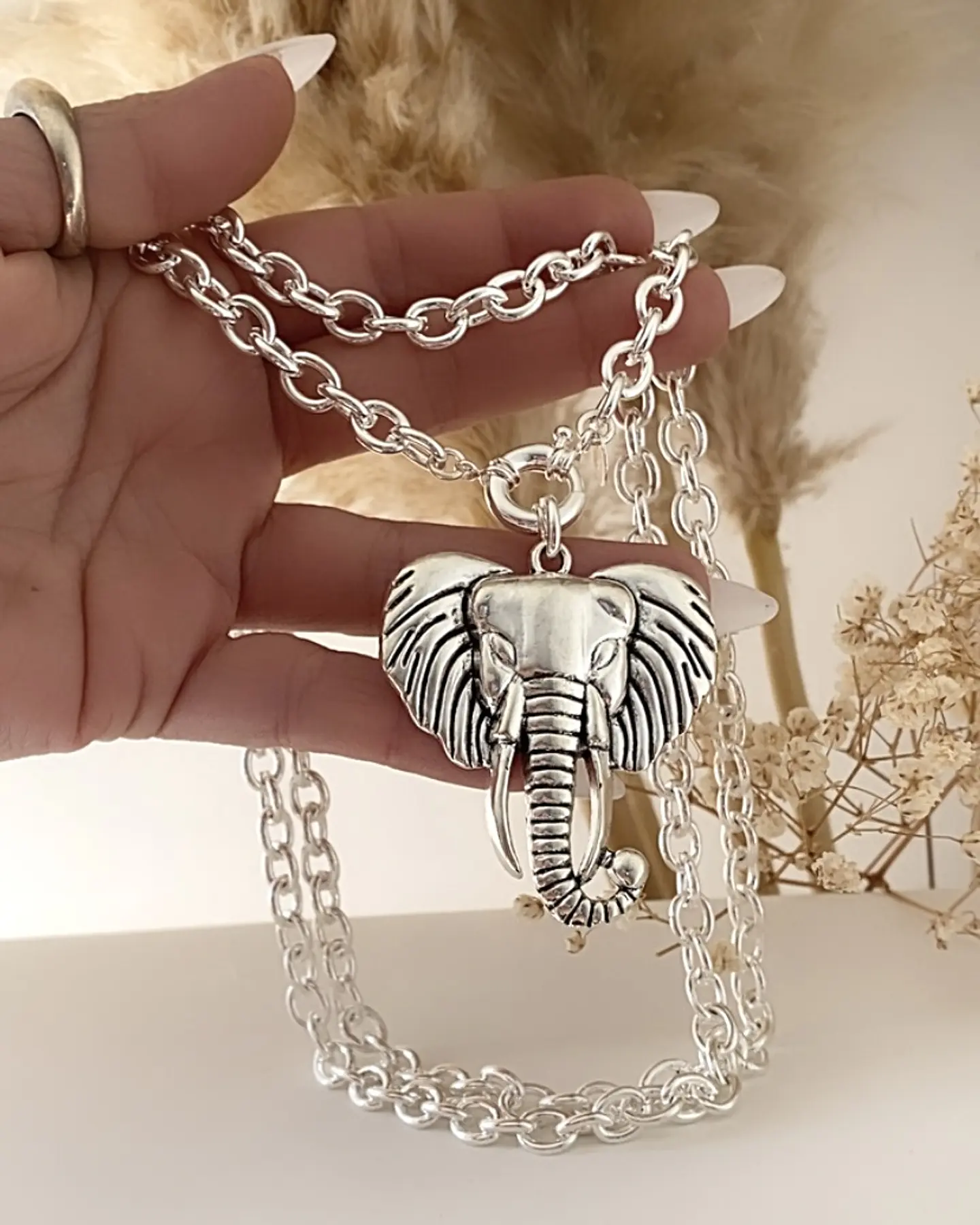 Collar XL Maxi Elefante Tibetano Silver  4