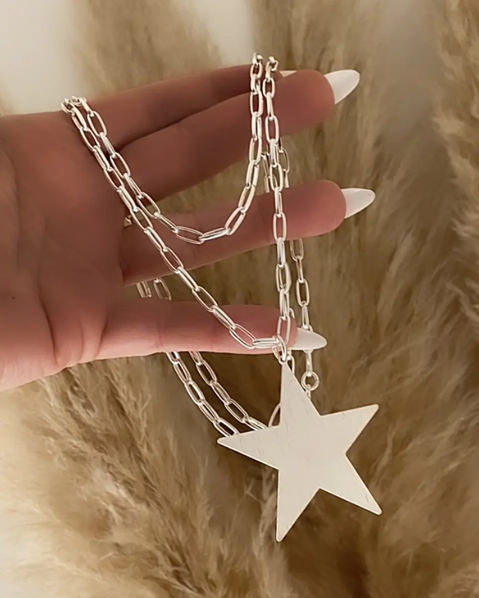 Collar XL Maxi Estrella Lijada Silver 2