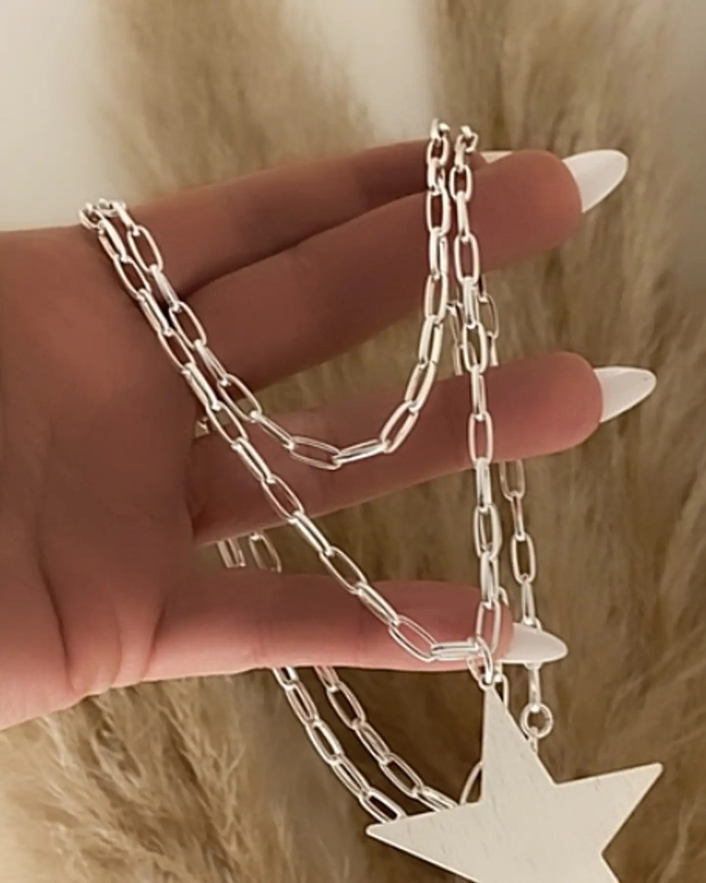Collar XL Maxi Estrella Lijada Silver 4