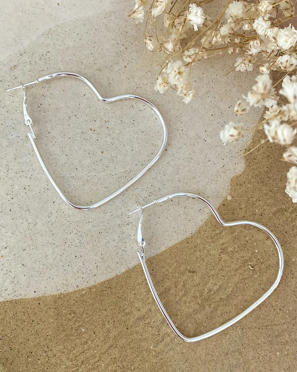 Aros Maxi Corazon Silueta Silver  3