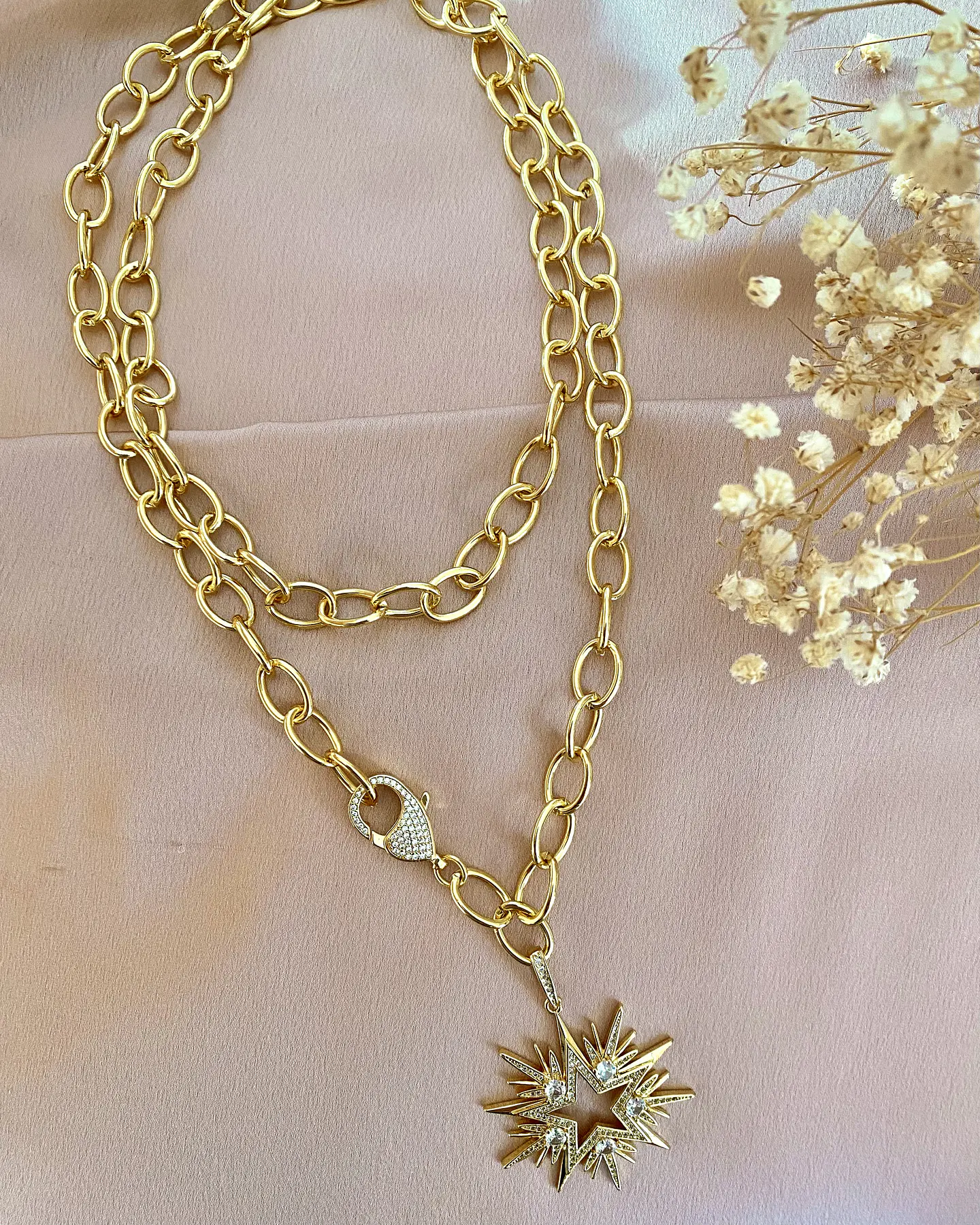 Collar XL Maxi Estrella Cristales y circones Gold 1