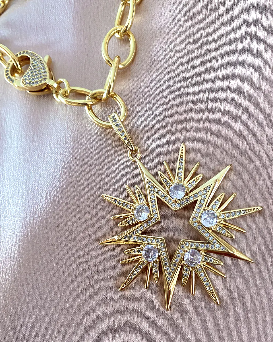 Collar XL Maxi Estrella Cristales y circones Gold 2