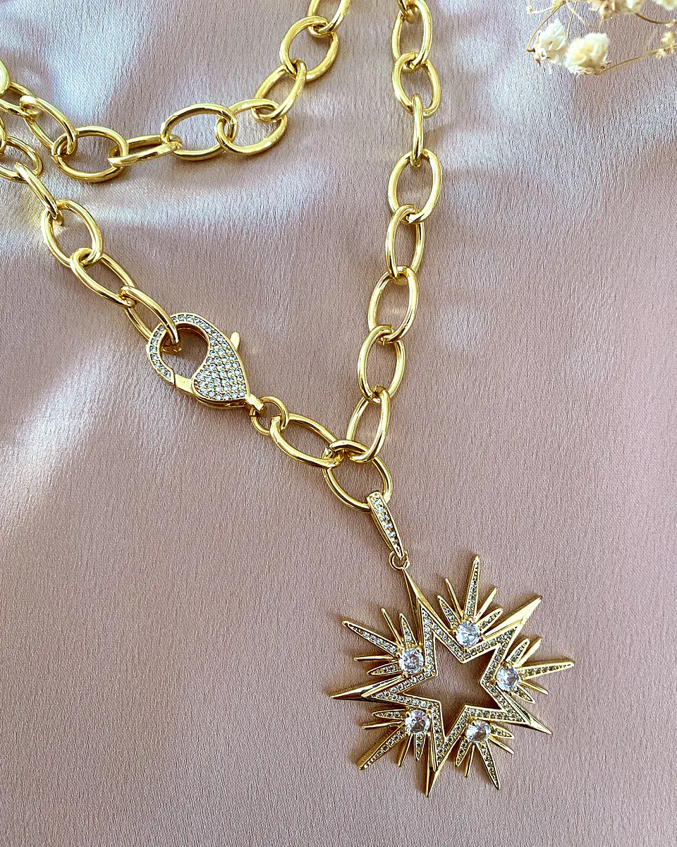 Collar XL Maxi Estrella Cristales y circones Gold 3