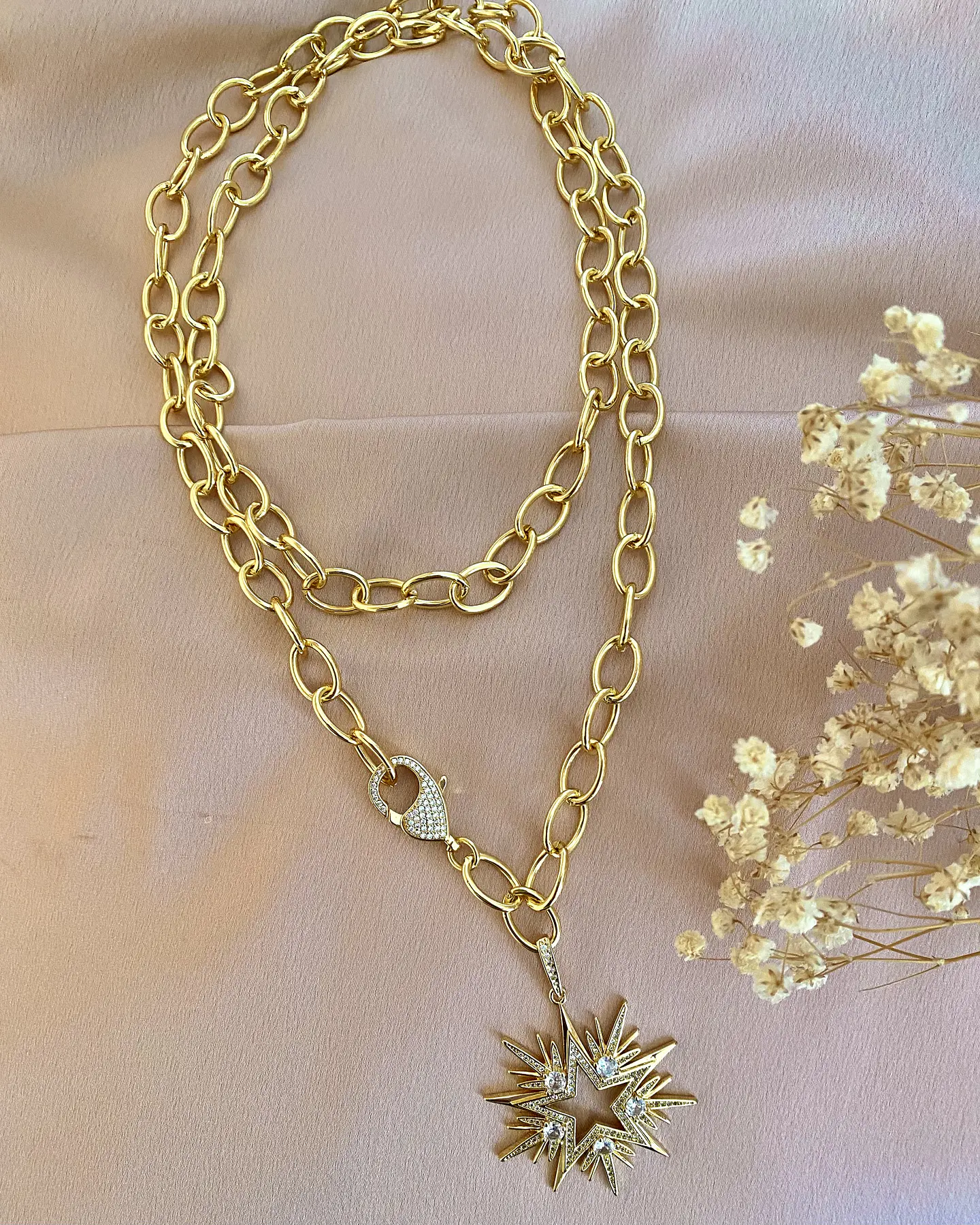 Collar XL Maxi Estrella Cristales y circones Gold 4